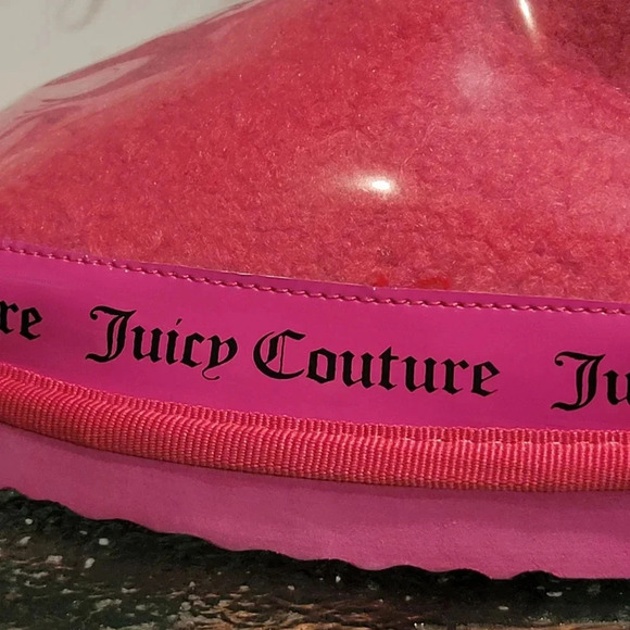 JUICY COUTURE Klash Faux Fur Lined PVC Shell Boots Hot Pink Sz 10 - Picture 7 of 10